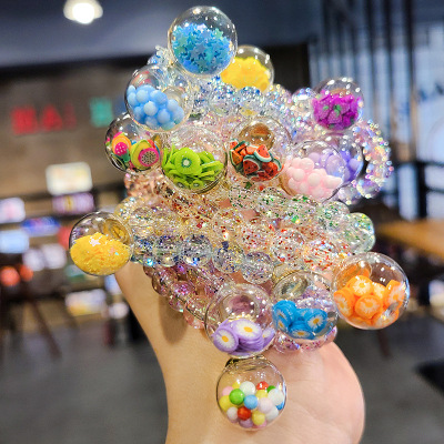 Korean Children's Bracelet Princess Bracelet Quicksand Ball Baby Jewelry Toy Little Girl Holiday Gift Wholesale