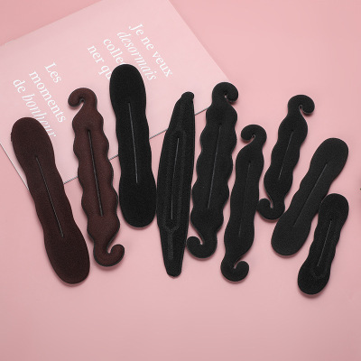 Fashion Bud-like Hair Style Bun Sponge Hair Band Double Hook Simple Solid Color Hairdressing Tool Plate Hair Curler