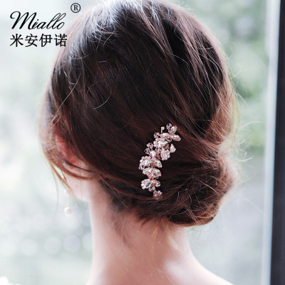Cross Border Bridal Ornament Vintage Hair Comb Crystal Alloy Hair Comb Wedding Dress Accessories Factory Direct Sales