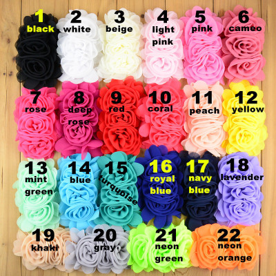 and America New Long Chiffon Headdress Flower Combination Rose Children Headwear Clothing Accessories 22 Colors in Stock