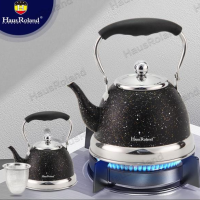 Stainless Steel Color Thickened Compound Bottom Induction Cooker Applicable to Gas Stove Long Mouth Teapot with Tea Strainer 2-Piece Set 3.0 & 1.0L