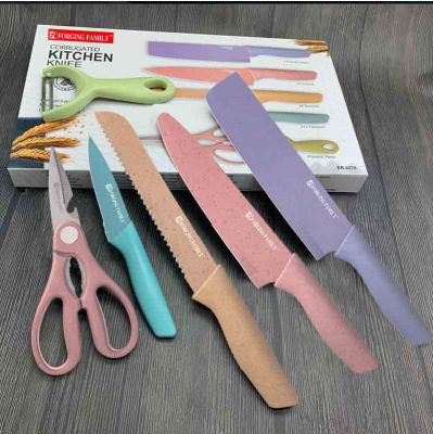 Knife Set Macaron Color Knife Hay 6-Piece Set Straw Six-Piece Knife Set Drag Box Knife 6-Piece Set