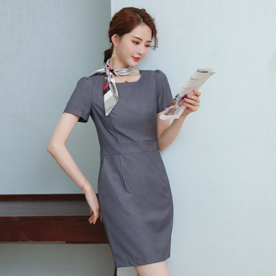 Gray Business Dress Women's Summer Work Clothes New Fashion Temperament Goddess Style Sheath Suit Skirt