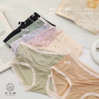 Spring and Summer New Girl Ice Silk Underwear Comfortable Sexy Hip Lifting Breathable Women's Fully Transparent Briefs Wholesale