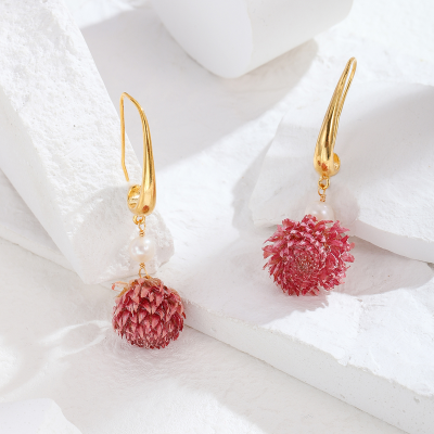 Factory Direct Sales Exquisite Floral Ball Earrings Summer All-Matching Earrings