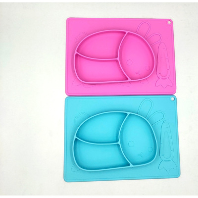 Children's Silicone Plate Cartoon Compartment Baby Food Supplement Eat Learning Silicone Tableware Solid Food Bowl
