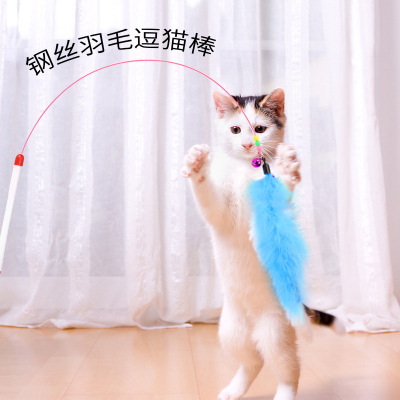 Factory Direct Supply New Color Feather Steel Wire Cat Teaser Bell Cat Teaser Bite-Resistant Cat Toy in Stock