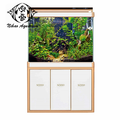 Large Fish Tank Landscape Aquarium Water Plant Landscape Transparent Full Set with Cabinet Viewing Display