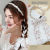 Korean Floral Streamer Headband Women's Net Red Pearl Hairband Headband Mori Style Tied Hair Ribbon Hair Clip Headdress Hair Accessories for Women