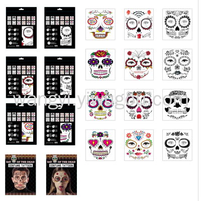 Factory Direct Sales Halloween Tattoo Face Pasters Ghost Festival Face Pasters Tattoo Stickers Disposable Water Transfer Festival Stickers