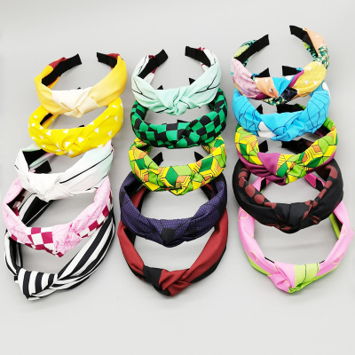 Riman Kimetsu No Yaiba Hair Accessories Headband Butterfly Bear Nezuko Chanel around Foreign Trade Hair Band Knot