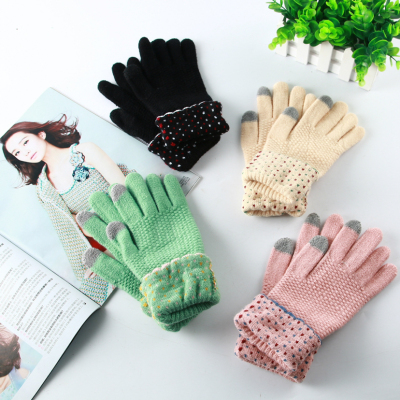 Boutique Women's Touch Screen Gloves Wool Knitted Fashion Thick Warm Gloves
