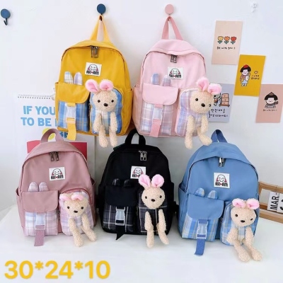 Composite Cloth Student Schoolbag Backpack Cartoon Doll Plush Toy Bag