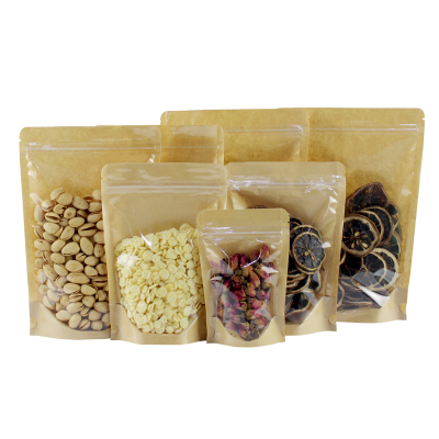 Thickened Kraft Paper Bag Transparent Ziplock Bag Yin Yang Doypack Spot Printing Roasted Nuts Nut Food Packing Bag