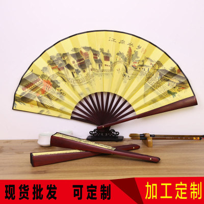 SOURCE Manufacturer Bamboo Craft Fan Two Green 10-Inch Redwood-like Raw Silk Male Fan Gift Advertising Printing Fan Wholesale