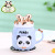 New Niche Ins Cartoon Bow Panda Mug with Lid Home Large Capacity Breakfast Cup Coffee Cup