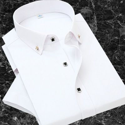 2021 Summer New Men's Thin Short-Sleeved Shirt Solid Color Slim Men's Shirt Casual Business Business Shirt