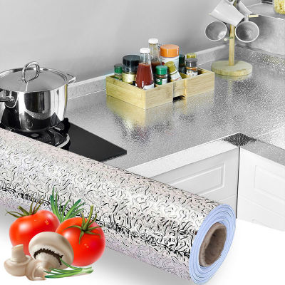 Aluminum Foil Kitchen Greaseproof Stickers for Cooktop Use Cabinet Hood Wall Sticker Aluminized Paper Tin Foil Self-Adhesive Wallpaper