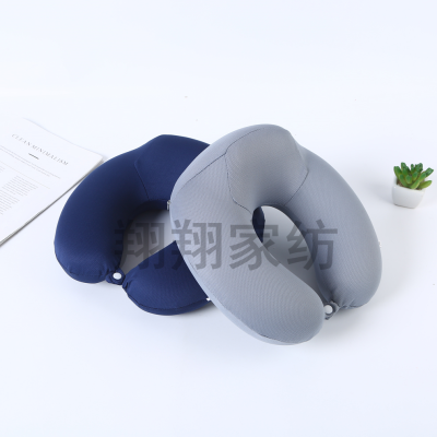 Solid Color Portable Travel Pillow Airplane Neck Pillow Office Student Dual-Use Nap Memory Cotton Pillow Factory Direct Sales