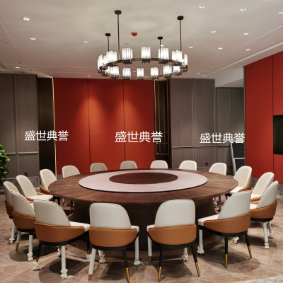 Hotel Solid Wood Dining Table and Chair Dining Room Electric Dining Table Light Luxury Automatic Turntable Dining Table