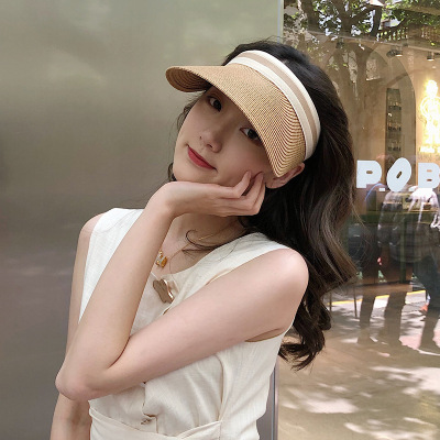 Hat Big Brim Topless Hat Women's Summer Korean Sun Hat Straw Hat All-Matching Sun Hat Sun Protection Hat Seaside Straw Hat