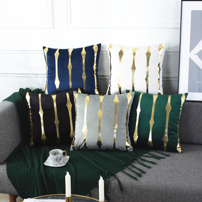 Nordic Netherlands Velvet Color Bronzing Geometric Pillow Cover Model Room Cafe Sofa Cushion Bedroom Throw Pillowcase
