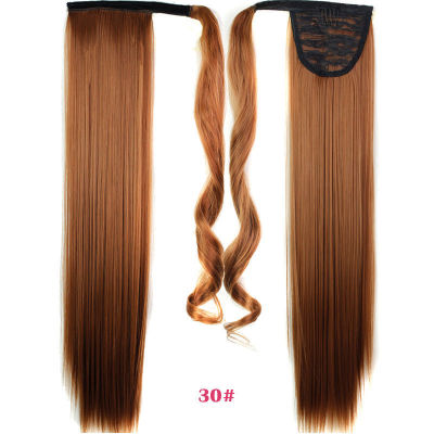 Factory Wholesale Chemical Fiber European and American Foreign Trade Wig Part Realistic Velcro Straight Ponytail Wig for Women