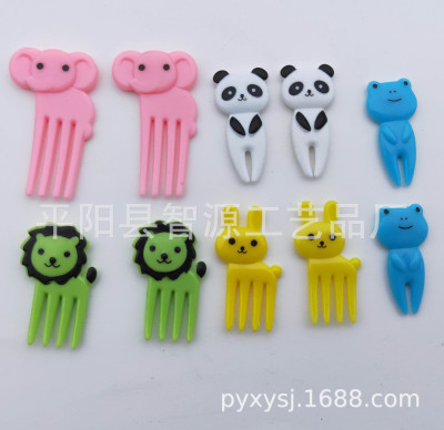 Elephant Cartoon Animal Children Fruit Fork Set Wholesale Creative Plastic Bento Decorative Pick 10 Pieces