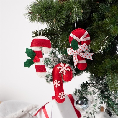 Christmas Tree New Pendant Children's Christmas Crutches Non-Woven Christmas Decorations Non-Woven Fabric Ornament