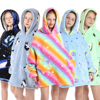 Amazon New Style TV Hooded Sweater Blanket Warm Lazy TV Blanket Children's Pullover Cold-Proof Nightgown Blanket