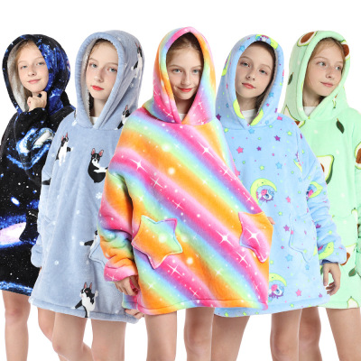 New Style TV Hooded Sweater Blanket Warm Lazy TV Blanket Children's Pullover Cold-Proof Nightgown Blanket