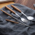 Tableware Set Japanese and Korean Solid Wood Spoon Fork Stainless Steel Wooden Handle Knife Fork and Spoon Chopsticks
