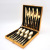 Knife Fork and Spoon 24Piece Set Hotel Western FoodSteak Knife and Fork Tableware Set Gold Wooden Box Gift Tableware