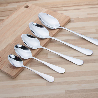 2018 New Stainless Steel Thick Mirror Pointed Spoon Household Cake Spoon Soup Drinking Spoon Seasoning Spoon Wholesale