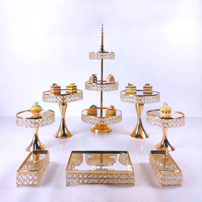 CrossBorder EuropeanStyle Metal Gold ThreeLayer Cake Stand Iron Home Decoration Party Dessert Display Stand Mirror Tray