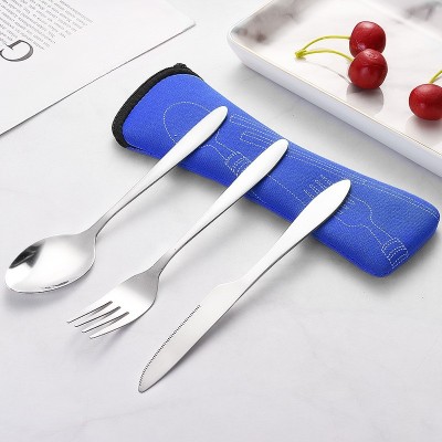 Western FoodSteak Knife Fork and Spoon Cloth Bag Portable Western Tableware ThreePiece Creative Gift Set CrossBorder