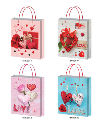 New Creative White Cardboard Coated Paper Bag Gift Bag Shopping Handbag Valentine's Day Series Birthday Gift Bag Spot