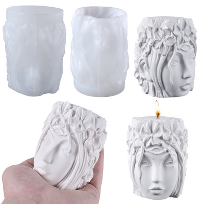 CHU ThreeDimensional Beauty Head Portrait Candle Mould DIY Handmade Aromatherapy Plaster Silicone Mold Girl Candle Mold