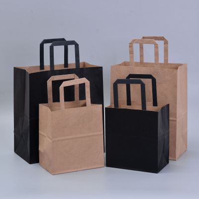 New Customized Kraft Paper Portable Paper Bag Spot Supply Thickened Catering Take out Take Away Paper Bag Cloth Bag Gift Bag