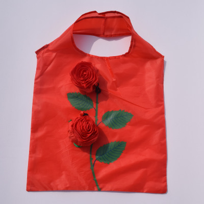 Creative Rose Flower Folded Bag Shopping Bag Spot Free Design Logo Handbag Factory Wholesale