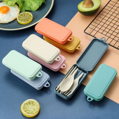 Straw Folding Tableware Portable Set Removable Knife Fork Spoon and Chopsticks 4Piece Set Travel Ins Logo Can Be Printed