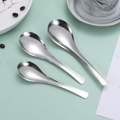 Steel Spoon NonMagnetic Spoon Chinese Soup Spoon Children Baby Spoon 201 Court Spoon Deepening round Bottom Meal Spoon