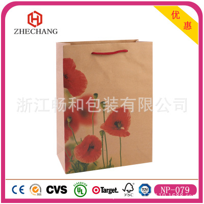 150G, 180G Kraft Paper Handbag-Gift Bag Flowers and Plants Series Theme Spot Discount 210G White Card