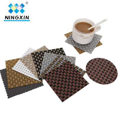 Simple AllMatch Coaster Solid Color Table Insulation Mat Hotel PVC Woven NonSlip EasytoWash QuickDrying Square Coaster