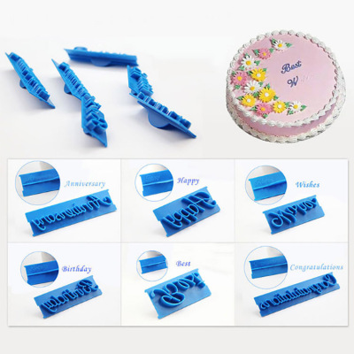 Fondant Tool Cake Handwriting Art Font English 6-Piece Set DIY Stamping Mold Matrix Cream Mousse Decorating