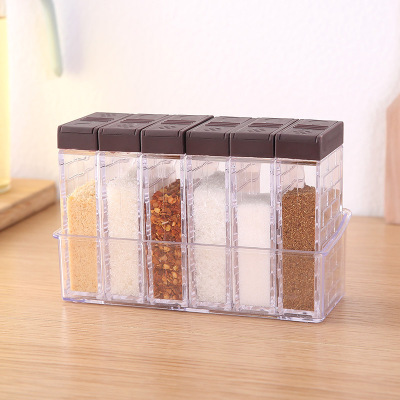 Two-Way Open Lid Condiment Dispenser 6-Piece Kitchen Supplies Salt Jar Seasoning Sealed Jar Multi-Purpose Storage Jar
