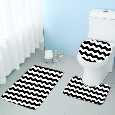 Flannel 3D HD Printing Toilet Three-Piece Carpet Bathroom Water-Absorbing Non-Slip Mat Home Toilet Floor Mat