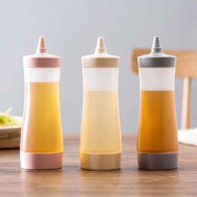 Cross-Border Hot Sale Thick Plastic Jam Squeeze Bottle Kitchen Salad Squeezing Bottle Pointed Salad Sauce Bottle