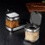 Direct Supply 304 Stainless Steel Spice Jar Three-Piece Set Creative Kitchen Utensils Glass Condiment Dispenser Set
