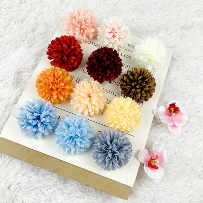 Simulation Ball Chrysanthemum Head Ping Pong Chrysanthemum Flower Acanthosphere Chrysanthemum Small Chopped Green Onion Wedding Flower Wall Decorative Flower Arrangement Garland